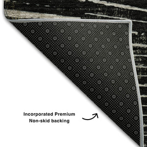 HomeRoots 10' X 14' Black And Ivory Geometric Area Rug - Washable, UV Protected, Perfect For High-Traffic Spaces 648322