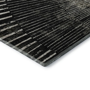 HomeRoots 10' X 14' Black And Ivory Geometric Area Rug - Washable, UV Protected, Perfect For High-Traffic Spaces 648322