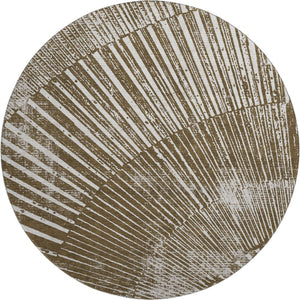 HomeRoots 8' Chocolate and Ivory Geometric Washable Round Rug - Durable, UV-Protected, Perfect for High-Traffic Areas 648325