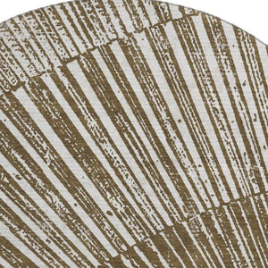 HomeRoots 8' Chocolate and Ivory Geometric Washable Round Rug - Durable, UV-Protected, Perfect for High-Traffic Areas 648325