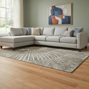 HomeRoots 8' X 10' Chocolate and Ivory Geometric Area Rug – Washable, UV-Protected, Stylish for Busy Homes 648326