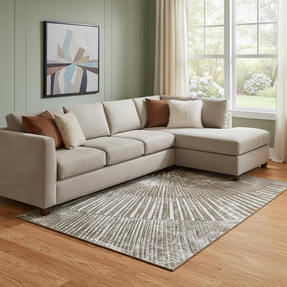 HomeRoots 9' X 12' Chocolate and Ivory Geometric Area Rug – Stylish, Washable, Stain-Resistant with UV Protection 648327