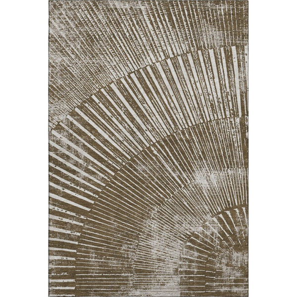 HomeRoots 9' X 12' Chocolate and Ivory Geometric Area Rug – Stylish, Washable, Stain-Resistant with UV Protection 648327