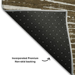 HomeRoots 9' X 12' Chocolate and Ivory Geometric Area Rug – Stylish, Washable, Stain-Resistant with UV Protection 648327