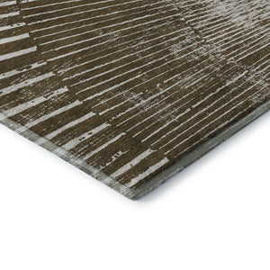 HomeRoots 9' X 12' Chocolate and Ivory Geometric Area Rug – Stylish, Washable, Stain-Resistant with UV Protection 648327