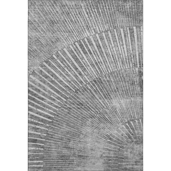 HomeRoots 8' X 10' Gray and Ivory Geometric Washable Area Rug - Durable, Stain Resistant, UV Protected Design 648332