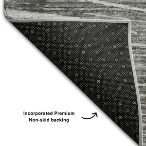HomeRoots 8' X 10' Gray and Ivory Geometric Washable Area Rug - Durable, Stain Resistant, UV Protected Design 648332