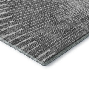 HomeRoots 8' X 10' Gray and Ivory Geometric Washable Area Rug - Durable, Stain Resistant, UV Protected Design 648332