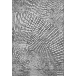 HomeRoots 8' X 10' Gray and Ivory Geometric Washable Area Rug - Durable, Stain Resistant, UV Protected Design 648332