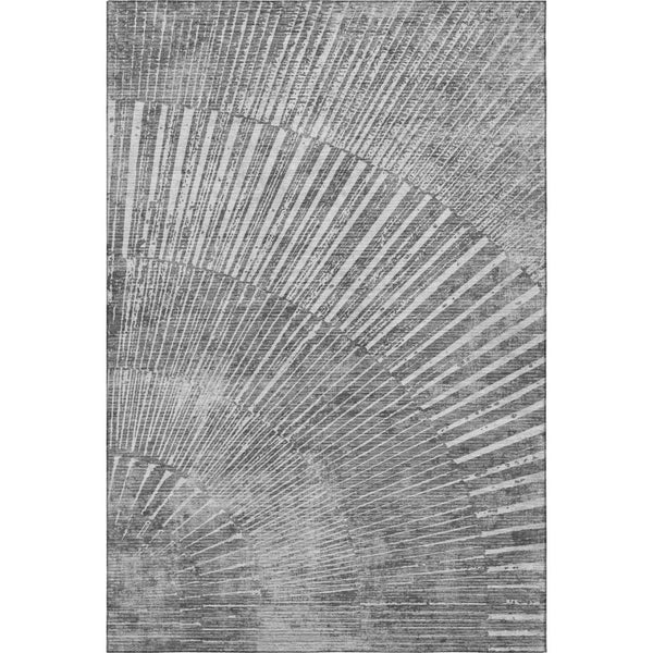 HomeRoots 8' X 10' Gray and Ivory Geometric Washable Area Rug - Durable, Stain Resistant, UV Protected Design 648332