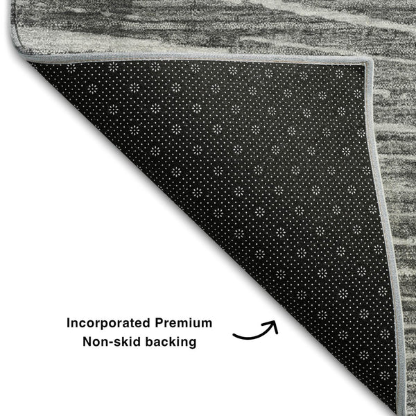 HomeRoots 9' X 12' Gray and Ivory Geometric Area Rug - Washable, UV Protected, Perfect for High-Traffic Spaces! 648333
