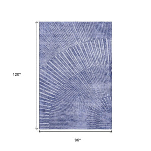 HomeRoots 8' X 10' Navy Blue Geometric Area Rug - Washable, Stain Resistant & UV Protected for High-Traffic Spaces 648338