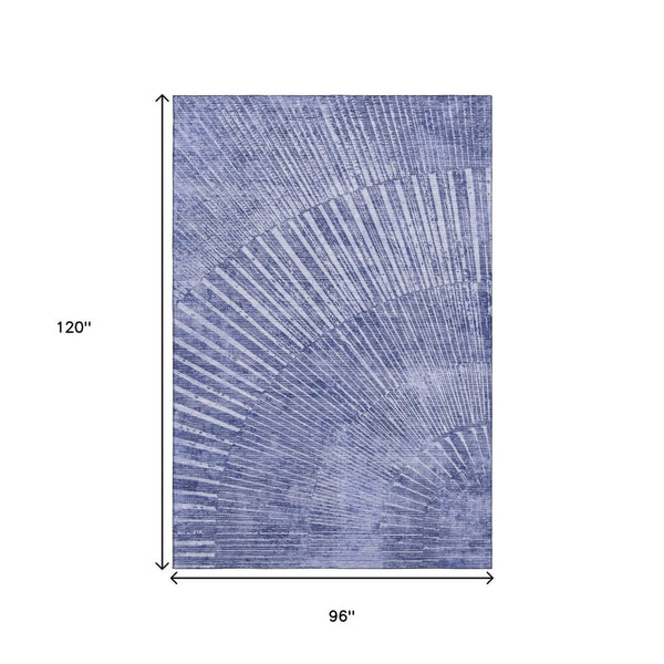 HomeRoots 8' X 10' Navy Blue Geometric Area Rug - Washable, Stain Resistant & UV Protected for High-Traffic Spaces 648338