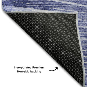 HomeRoots 8' X 10' Navy Blue Geometric Area Rug - Washable, Stain Resistant & UV Protected for High-Traffic Spaces 648338