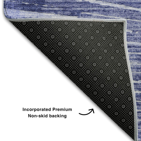 HomeRoots 8' X 10' Navy Blue Geometric Area Rug - Washable, Stain Resistant & UV Protected for High-Traffic Spaces 648338