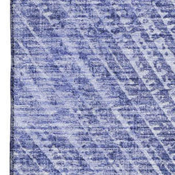 HomeRoots 9' X 12' Navy Blue Geometric Area Rug – Washable, UV Protected, Stylish for High-Traffic Spaces 648339