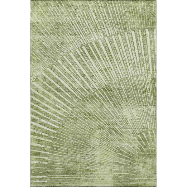 HomeRoots 5' X 8' Sage and Ivory Geometric Area Rug - Durable, Washable, UV-Protected for Modern Homes 648342
