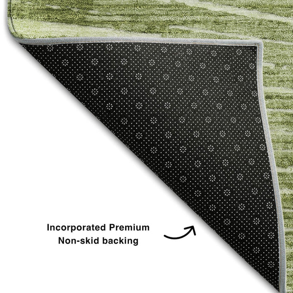 HomeRoots 5' X 8' Sage and Ivory Geometric Area Rug - Durable, Washable, UV-Protected for Modern Homes 648342