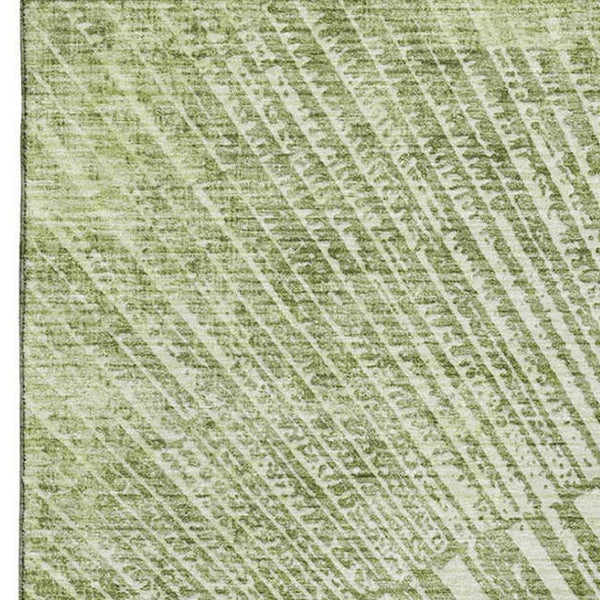 HomeRoots 5' X 8' Sage and Ivory Geometric Area Rug - Durable, Washable, UV-Protected for Modern Homes 648342