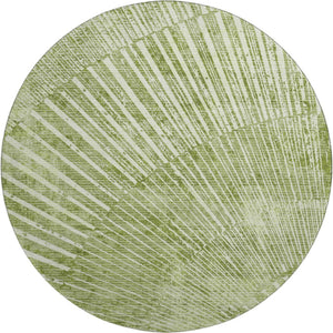 HomeRoots 8' Stylish Sage and Ivory Geometric Round Rug – Washable, UV Protected, Stain Resistant for Any Space 648343