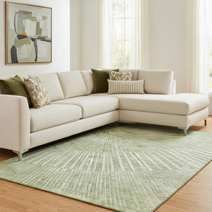 HomeRoots 8' X 10' Stylish Sage and Ivory Geometric Washable Area Rug with UV Protection for High Traffic Areas 648344