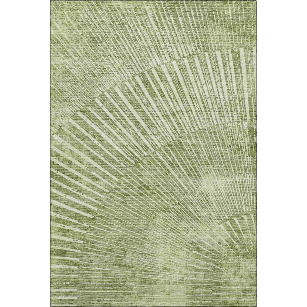 HomeRoots 9' X 12' Sage and Ivory Geometric Washable Area Rug with UV Protection for Modern Living Spaces 648345