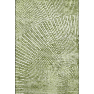 HomeRoots 9' X 12' Sage and Ivory Geometric Washable Area Rug with UV Protection for Modern Living Spaces 648345