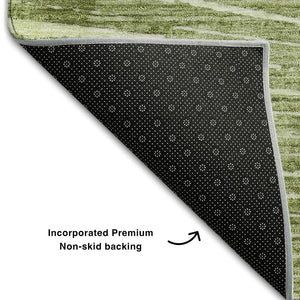 HomeRoots 9' X 12' Sage and Ivory Geometric Washable Area Rug with UV Protection for Modern Living Spaces 648345