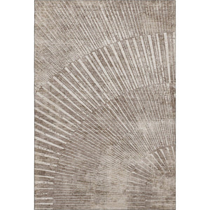HomeRoots 5' X 8' Taupe & Ivory Geometric Area Rug - Soft, Stain Resistant, UV Protected for High-Traffic Spaces 648348