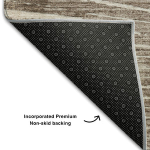 HomeRoots 5' X 8' Taupe & Ivory Geometric Area Rug - Soft, Stain Resistant, UV Protected for High-Traffic Spaces 648348