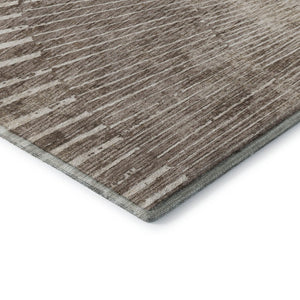 HomeRoots 5' X 8' Taupe & Ivory Geometric Area Rug - Soft, Stain Resistant, UV Protected for High-Traffic Spaces 648348