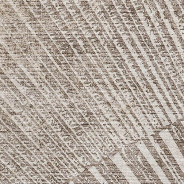 HomeRoots 5' X 8' Taupe & Ivory Geometric Area Rug - Soft, Stain Resistant, UV Protected for High-Traffic Spaces 648348