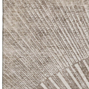 HomeRoots 5' X 8' Taupe & Ivory Geometric Area Rug - Soft, Stain Resistant, UV Protected for High-Traffic Spaces 648348