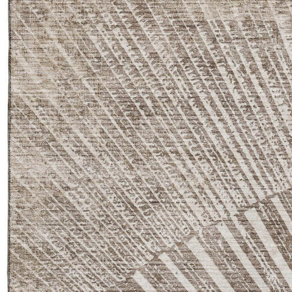 HomeRoots 5' X 8' Taupe & Ivory Geometric Area Rug - Soft, Stain Resistant, UV Protected for High-Traffic Spaces 648348