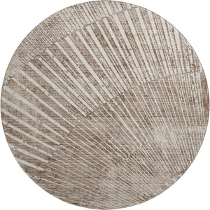 HomeRoots 8' Taupe and Ivory Geometric Round Rug - Stylish, Washable, Stain-Resistant, UV Protected for Homes 648349