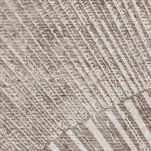 HomeRoots 8' X 10' Taupe & Ivory Geometric Area Rug - Washable, UV Protected, Durable Design for Modern Homes 648350