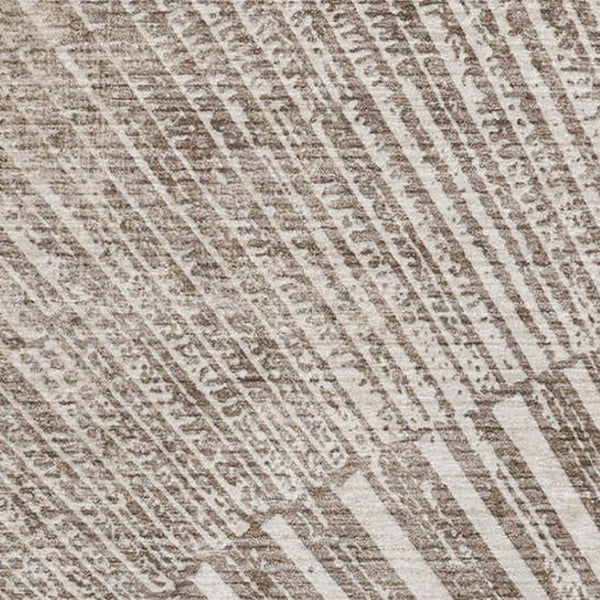 HomeRoots 8' X 10' Taupe & Ivory Geometric Area Rug - Washable, UV Protected, Durable Design for Modern Homes 648350