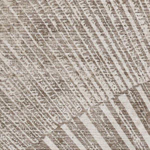 HomeRoots 9' X 12' Taupe & Ivory Geometric Area Rug - Durable, Washable, UV-Protected for Modern Living Spaces 648351
