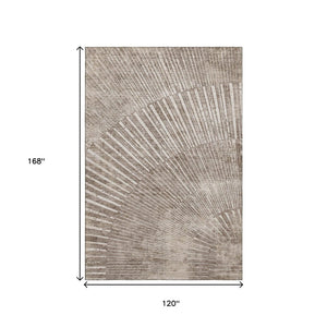 HomeRoots 10' X 14' Taupe & Ivory Geometric Washable Area Rug – Durable, Stain Resistant, UV Protected Design 648352