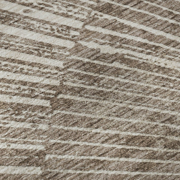 HomeRoots 10' X 14' Taupe & Ivory Geometric Washable Area Rug – Durable, Stain Resistant, UV Protected Design 648352