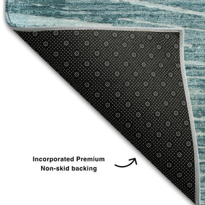 HomeRoots 8' Teal and Ivory Round Rug – Stylish, Washable, UV-Protected, Durable for Indoor/Outdoor Use! 648355