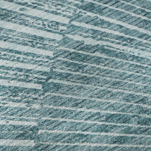 HomeRoots 8' Teal and Ivory Round Rug – Stylish, Washable, UV-Protected, Durable for Indoor/Outdoor Use! 648355