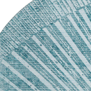 HomeRoots 8' Teal and Ivory Round Rug – Stylish, Washable, UV-Protected, Durable for Indoor/Outdoor Use! 648355
