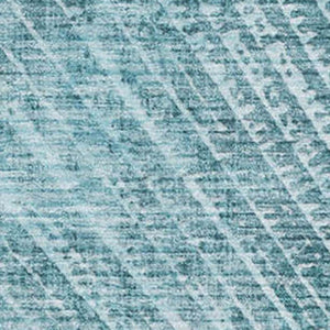 HomeRoots 8' X 10' Teal And Ivory Geometric Area Rug – Durable, Washable, UV-Protected Design for Modern Spaces 648356