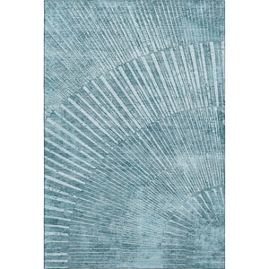 HomeRoots 10' X 14' Teal And Ivory Geometric Area Rug - Washable, UV Protected, Durable & Stylish for Every Room! 648358
