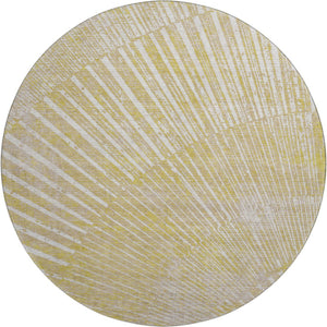 HomeRoots 8' Wheat and Beige Geometric Round Rug – Washable, UV-Protected, Durable for Indoor and Outdoor Use! 648361