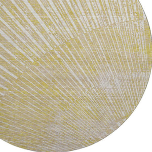 HomeRoots 8' Wheat and Beige Geometric Round Rug – Washable, UV-Protected, Durable for Indoor and Outdoor Use! 648361