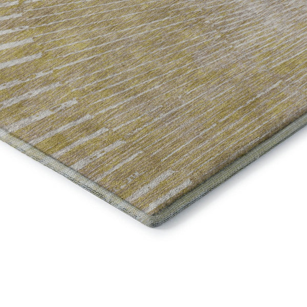 HomeRoots 8' X 10' Washable Wheat and Beige Geometric Area Rug with UV Protection for Modern Living Spaces 648362