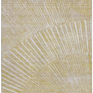 HomeRoots 8' X 10' Washable Wheat and Beige Geometric Area Rug with UV Protection for Modern Living Spaces 648362