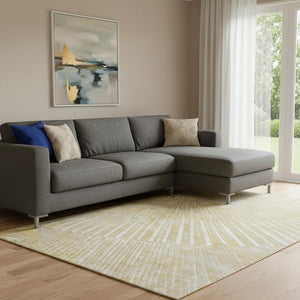 HomeRoots 9' X 12' Wheat And Beige Geometric Area Rug - Washable, UV Protected, Durable Design for Modern Homes 648363